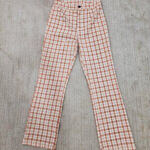 Brown Plaid Flare Pants